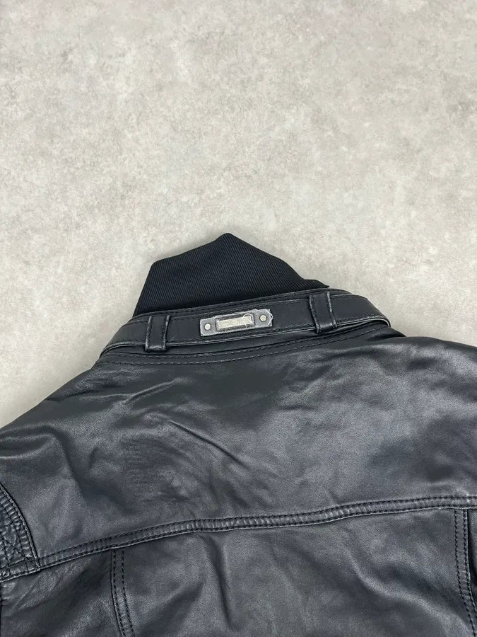 2000s Dolce & Gabbana Black Buttoned Biker Leather Jacket hTeFoBj 6