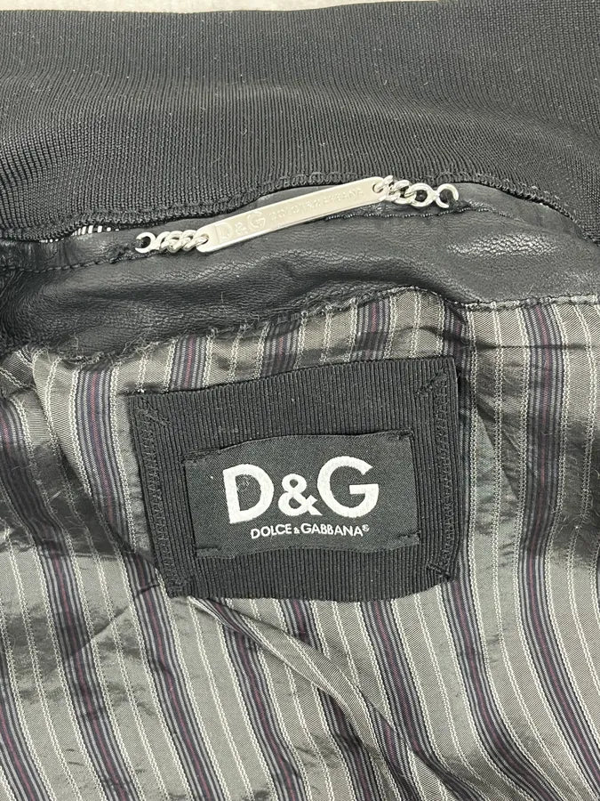 2000s Dolce & Gabbana Black Buttoned Biker Leather Jacket hTeFoBj 7