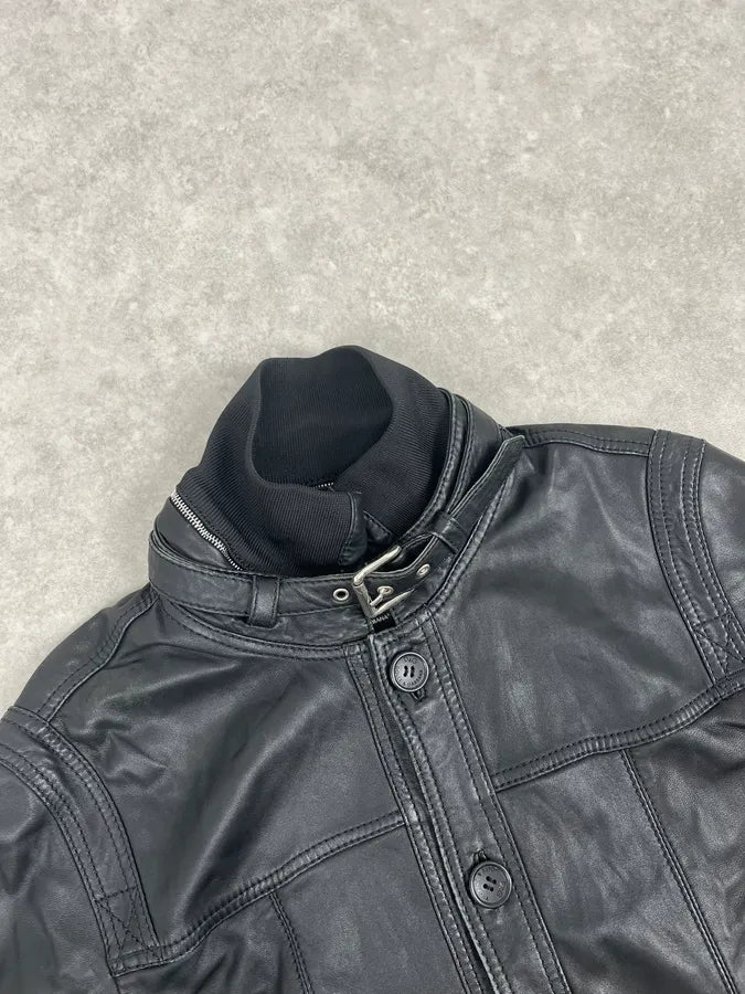 2000s Dolce & Gabbana Black Buttoned Biker Leather Jacket hTeFoBj 4