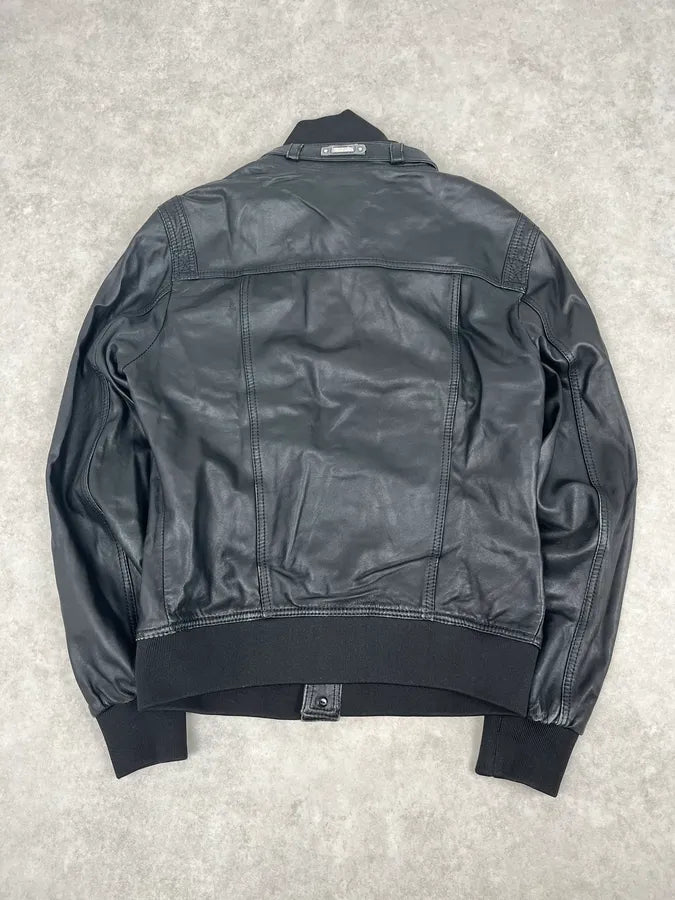 2000s Dolce & Gabbana Black Buttoned Biker Leather Jacket hTeFoBj 5