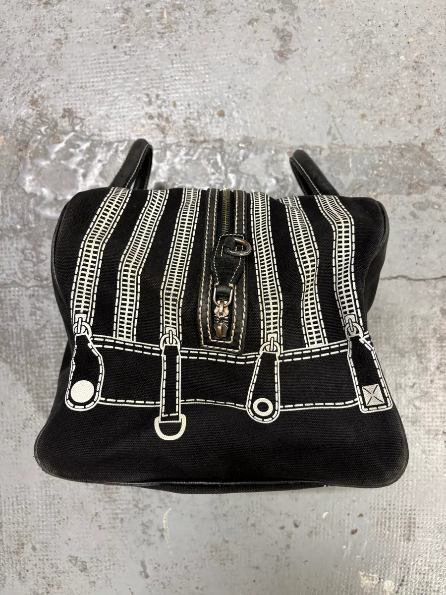 AW2010 Dolce & Gabbana Black Canvas Trompe Loeil Zip Lily Bag BQYnlMq 5