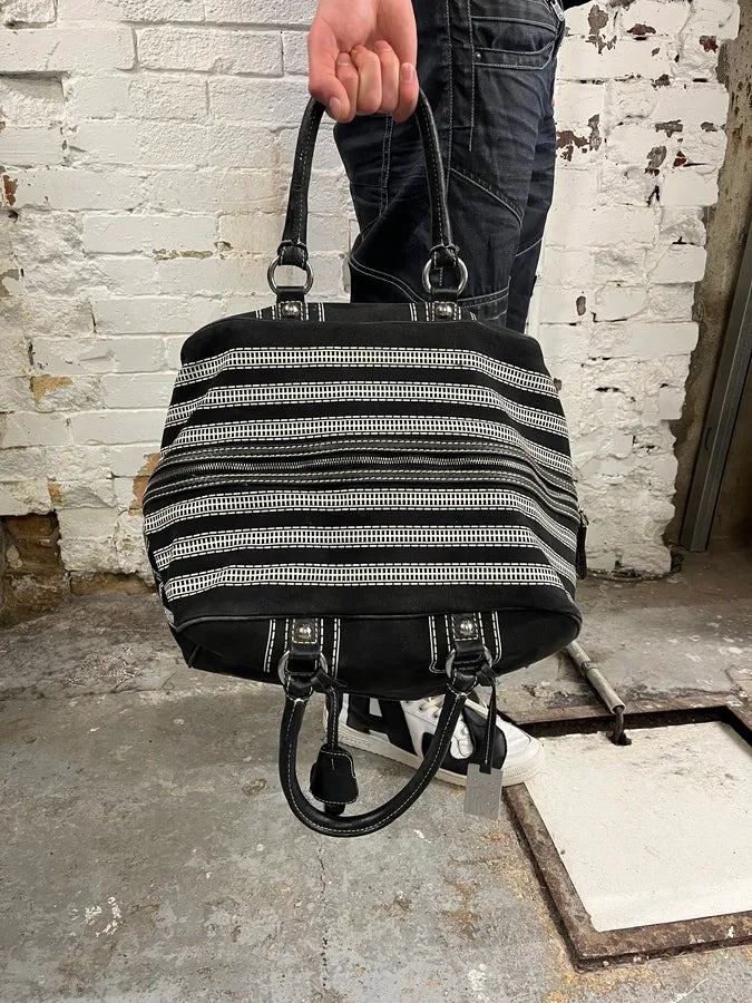 AW2010 Dolce & Gabbana Black Canvas Trompe Loeil Zip Lily Bag BQYnlMq 2