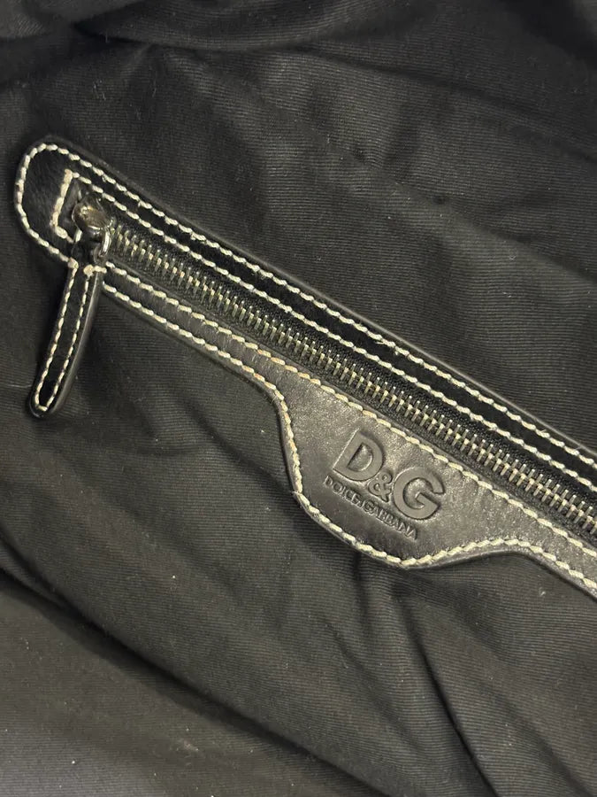 AW2010 Dolce & Gabbana Black Canvas Trompe Loeil Zip Lily Bag BQYnlMq 10