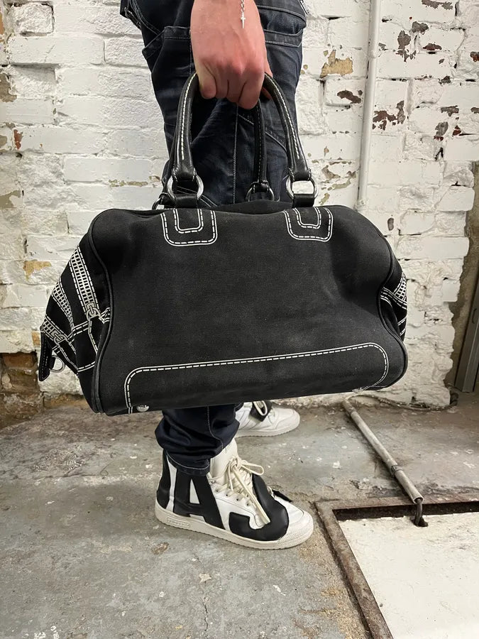 AW2010 Dolce & Gabbana Black Canvas Trompe Loeil Zip Lily Bag BQYnlMq 3