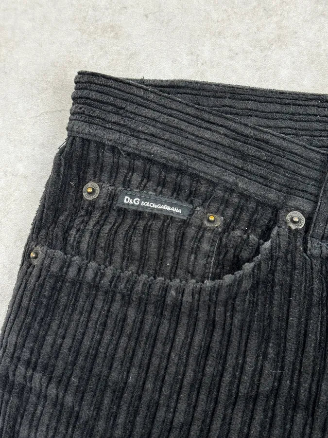 2000s Dolce & Gabbana Black Classic Corduroy Pants nwxOGLM 4