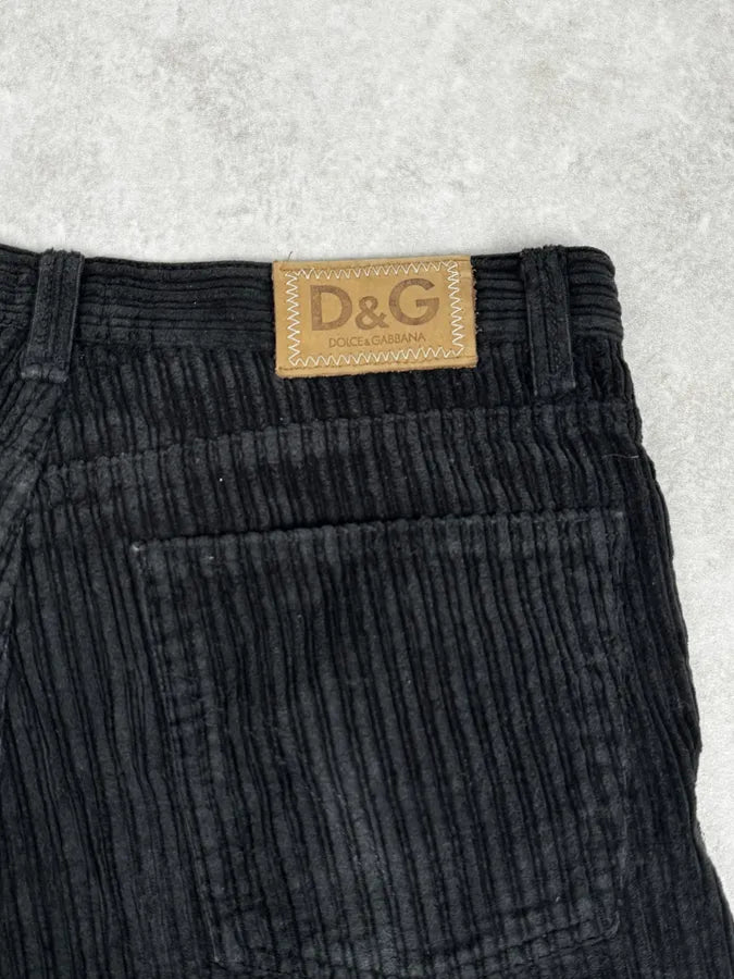 2000s Dolce & Gabbana Black Classic Corduroy Pants nwxOGLM 5