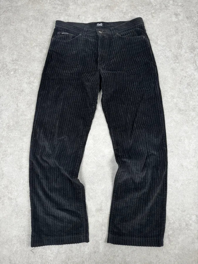2000s Dolce & Gabbana Black Classic Corduroy Pants nwxOGLM 0
