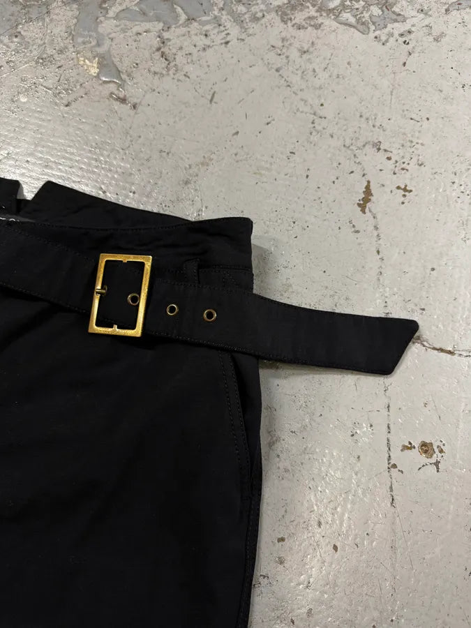 2000s Dolce & Gabbana Black Classy Bronze Belted Pants pTiLhhM 7