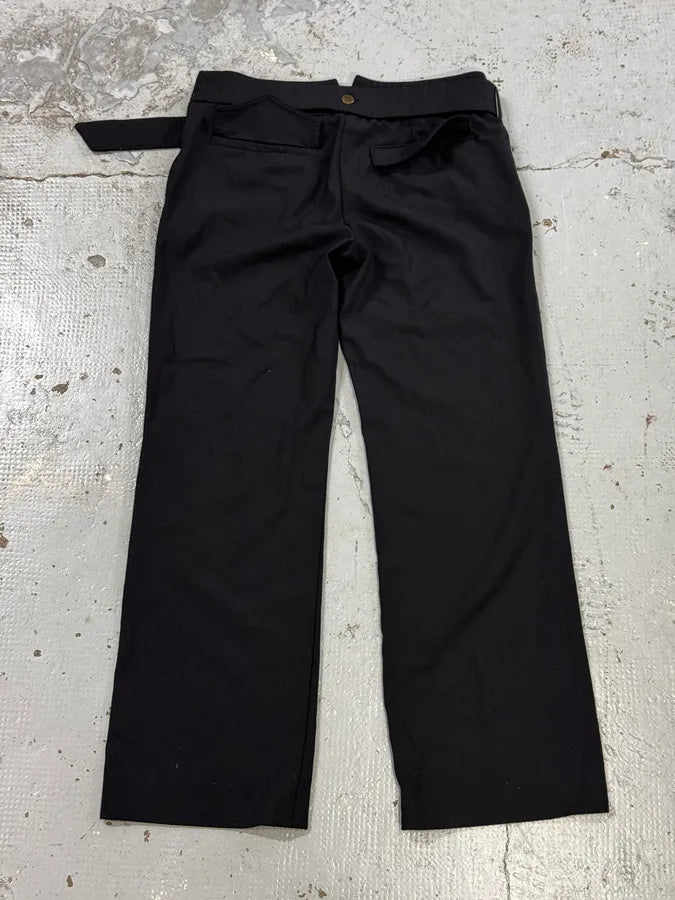 2000s Dolce & Gabbana Black Classy Bronze Belted Pants pTiLhhM 4