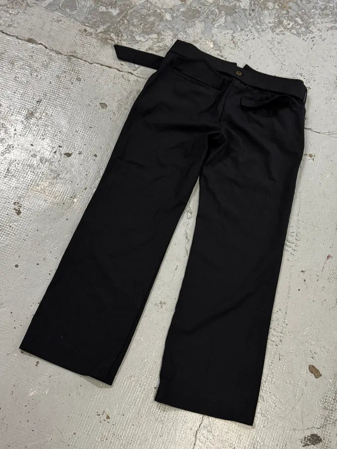 2000s Dolce & Gabbana Black Classy Bronze Belted Pants pTiLhhM 6