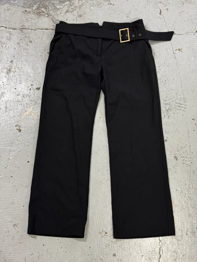 2000s Dolce & Gabbana Black Classy Bronze Belted Pants pTiLhhM 0