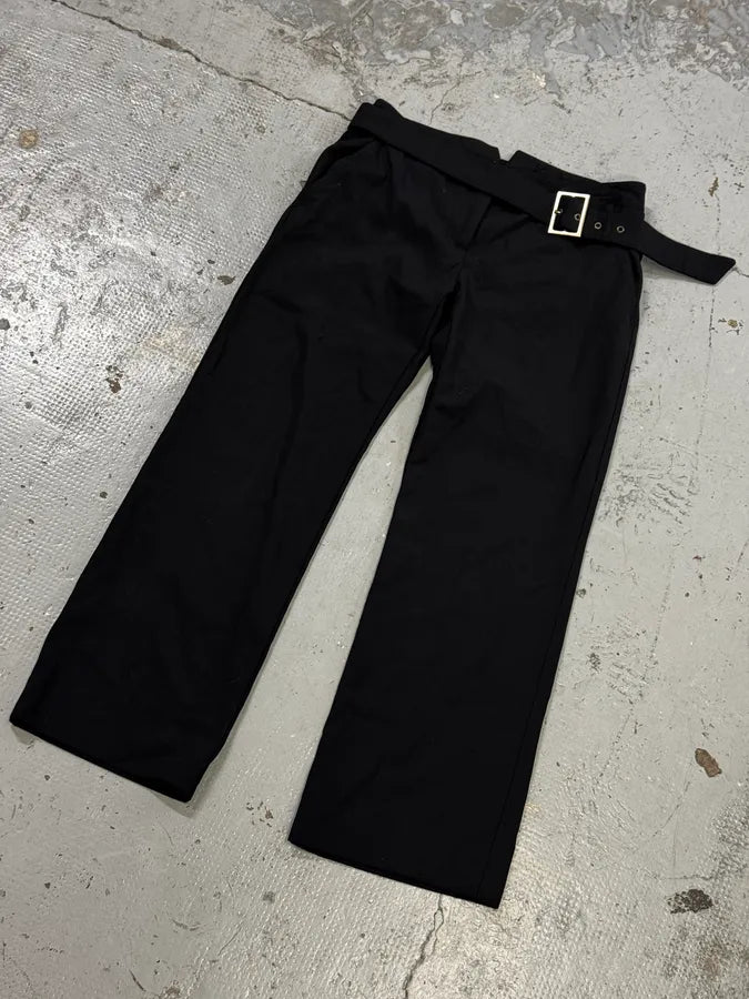 2000s Dolce & Gabbana Black Classy Bronze Belted Pants pTiLhhM 5