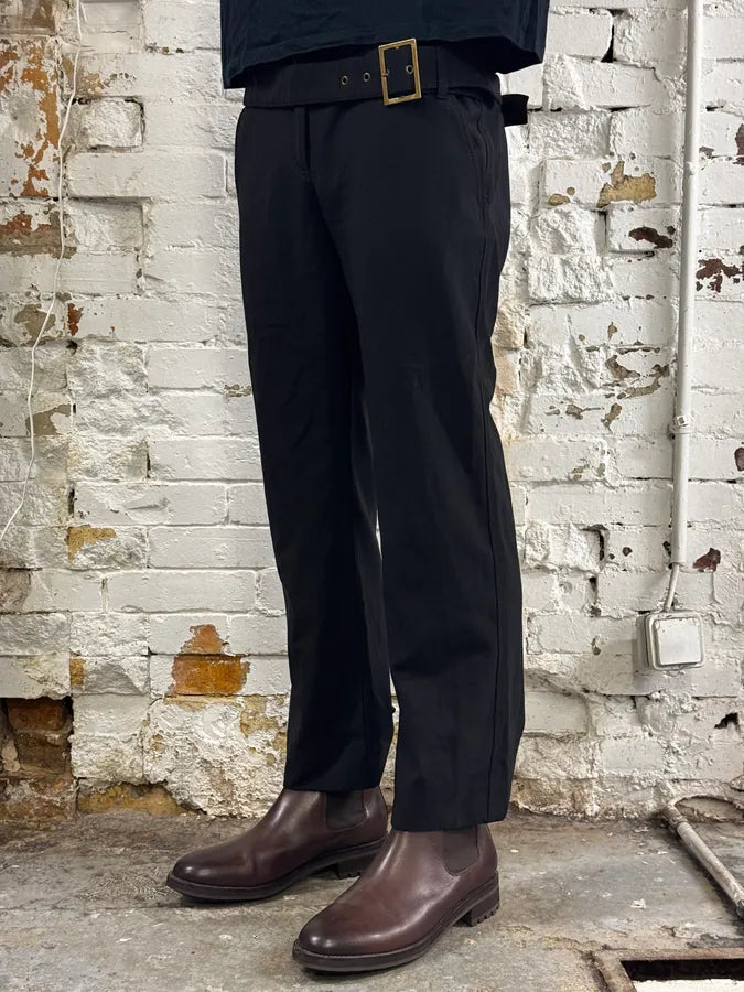 2000s Dolce & Gabbana Black Classy Bronze Belted Pants pTiLhhM 2