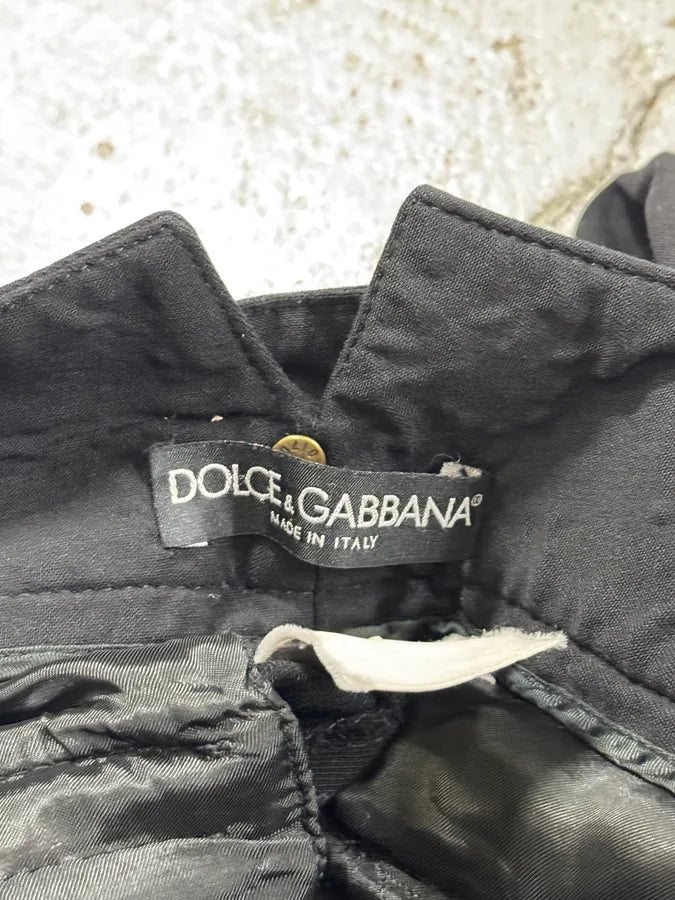 2000s Dolce & Gabbana Black Classy Bronze Belted Pants pTiLhhM 10