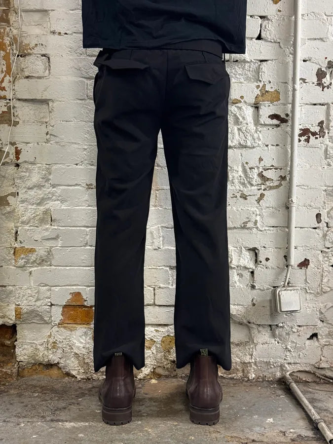 2000s Dolce & Gabbana Black Classy Bronze Belted Pants pTiLhhM 3