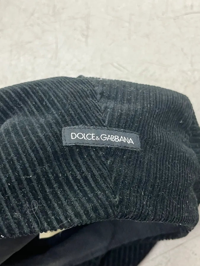 FW2005 Dolce & Gabbana Black Corduroy Coppola Hat GXytXYB 10