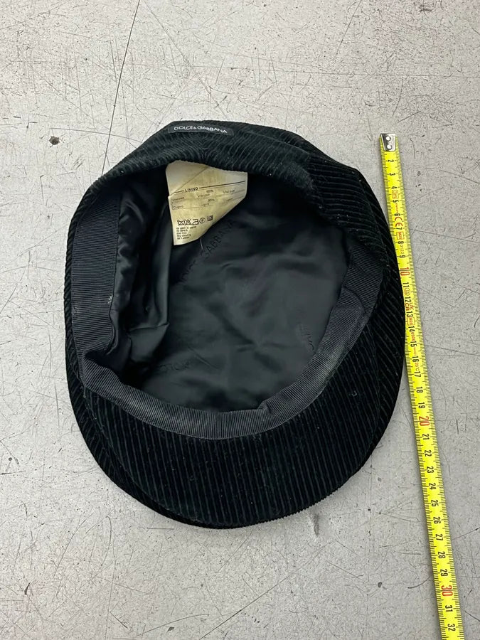 FW2005 Dolce & Gabbana Black Corduroy Coppola Hat GXytXYB 13