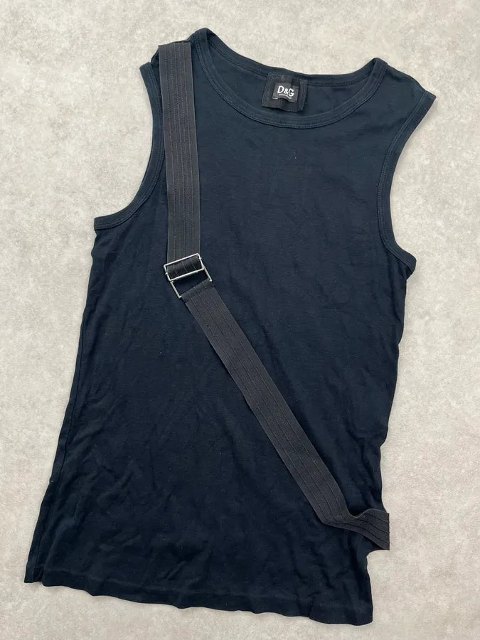AW2003 Dolce & Gabbana Black Belt Strap Tank Top QjxdVBE 6