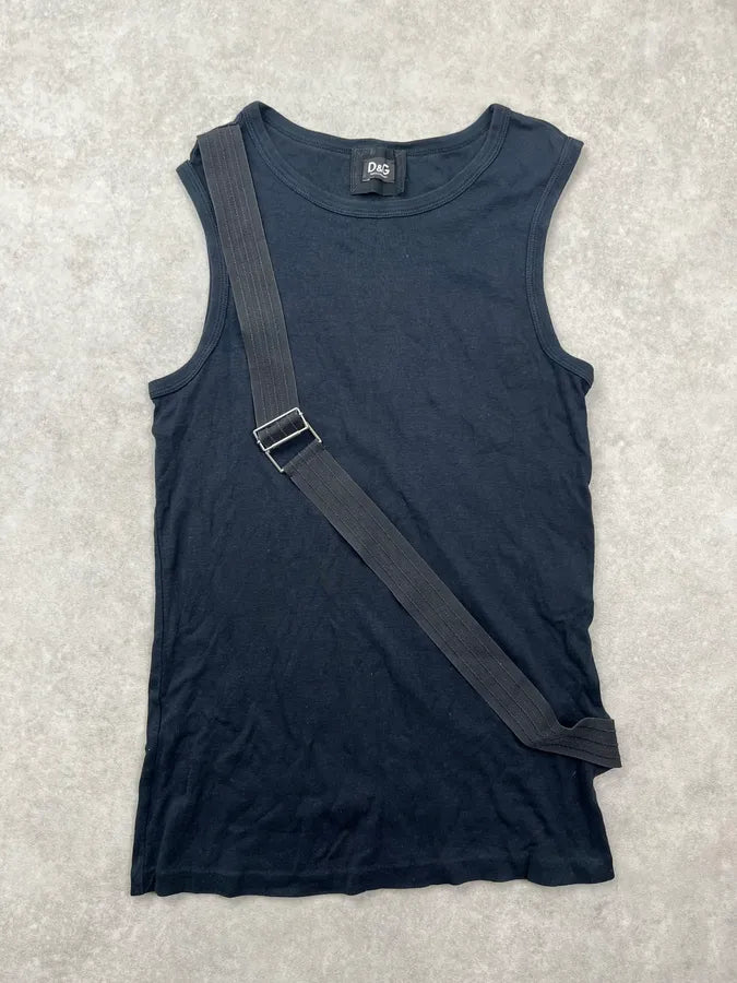 AW2003 Dolce & Gabbana Black Belt Strap Tank Top QjxdVBE 2