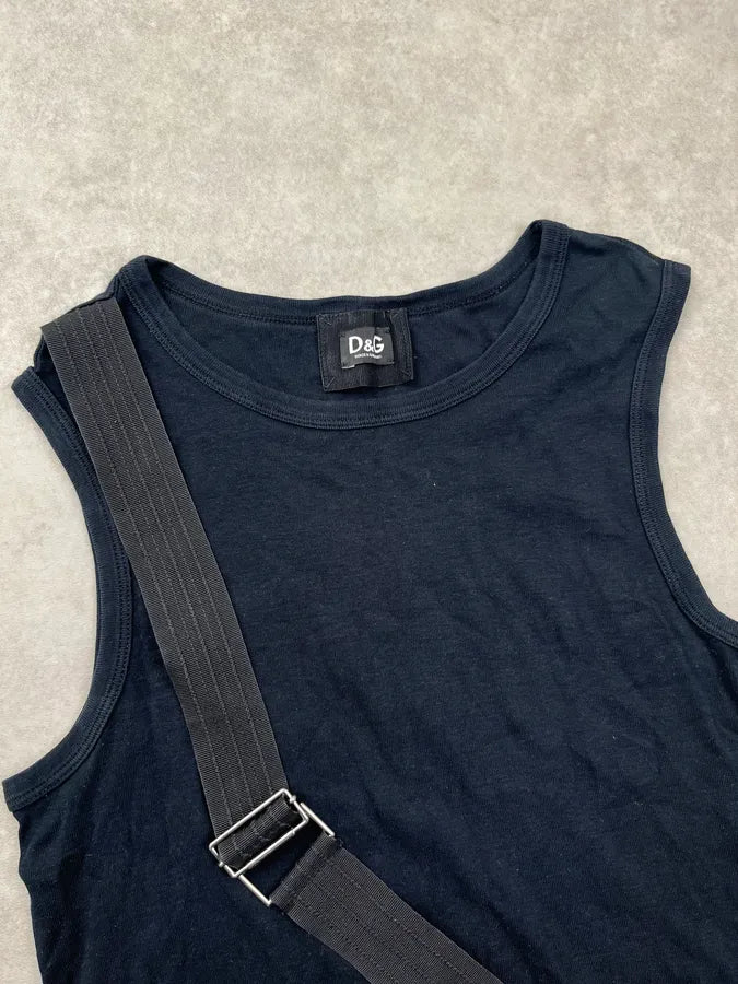 AW2003 Dolce & Gabbana Black Belt Strap Tank Top QjxdVBE 5
