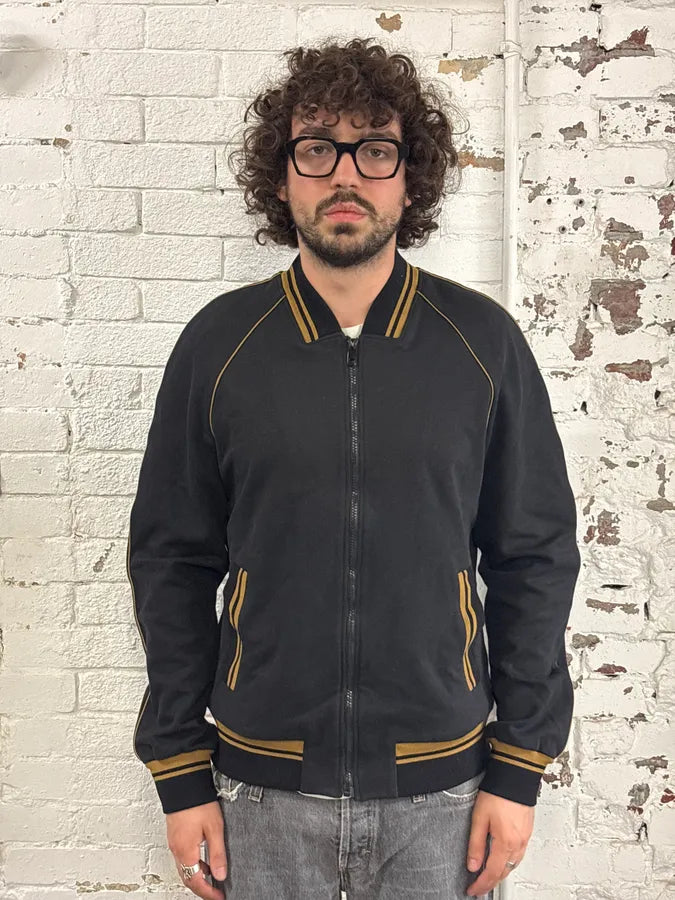2010s Dolce & Gabbana Black Contrast Stripe Bomber Jacket iamQDfy 1