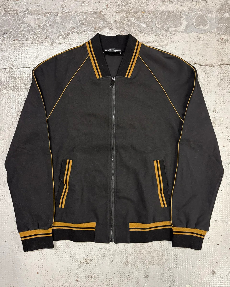 2010s Dolce & Gabbana Black Contrast Stripe Bomber Jacket iamQDfy 0