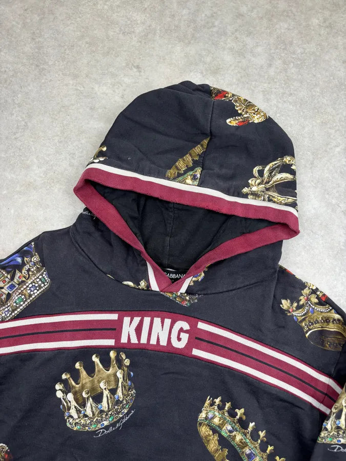 AW2019 Dolce & Gabbana Black King Crown Hoodie UQHAKRD 3