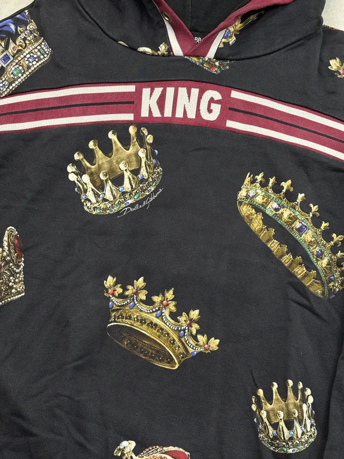 AW2019 Dolce & Gabbana Black King Crown Hoodie UQHAKRD 6