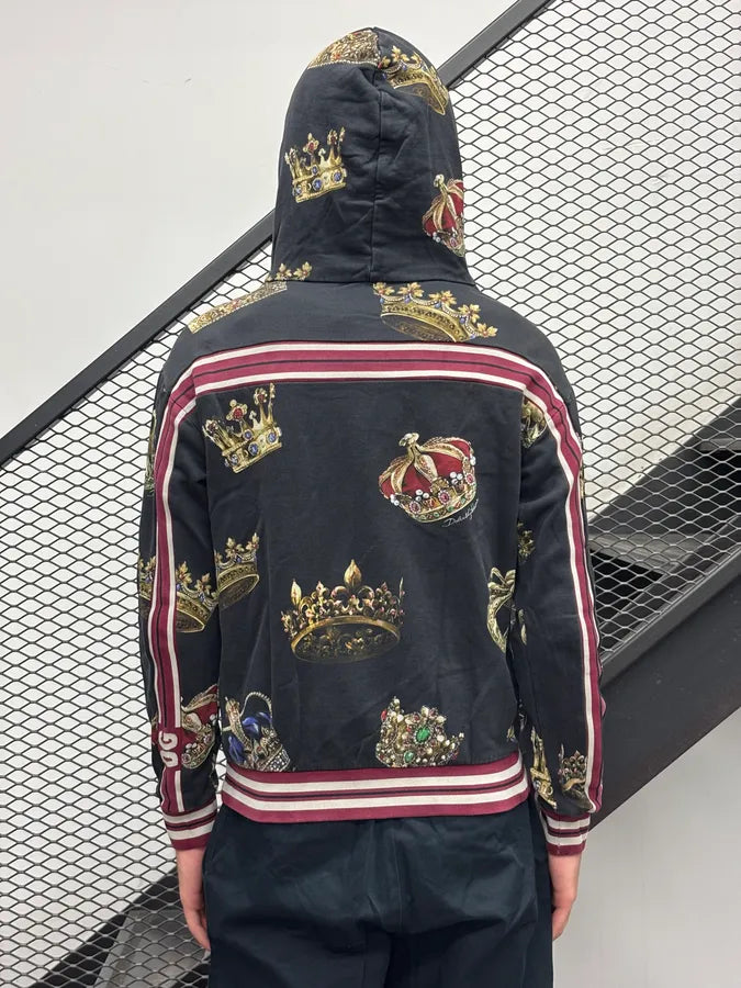 AW2019 Dolce & Gabbana Black King Crown Hoodie UQHAKRD 2