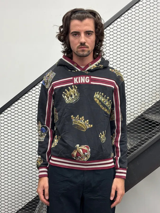 AW2019 Dolce & Gabbana Black King Crown Hoodie UQHAKRD 1