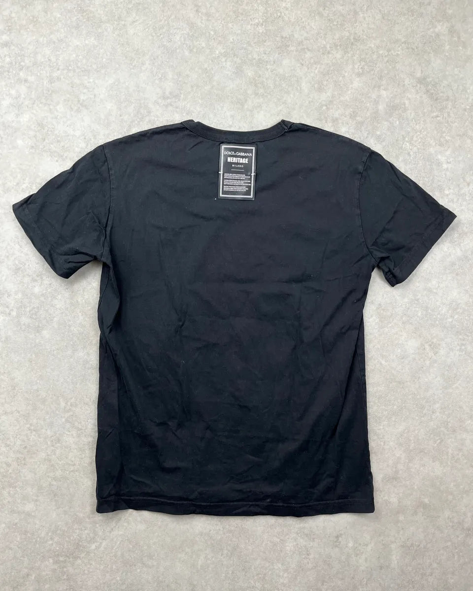 2010s Dolce & Gabbana Black Heritage Distressed Velvet T-Shirt PXHbjxB 3