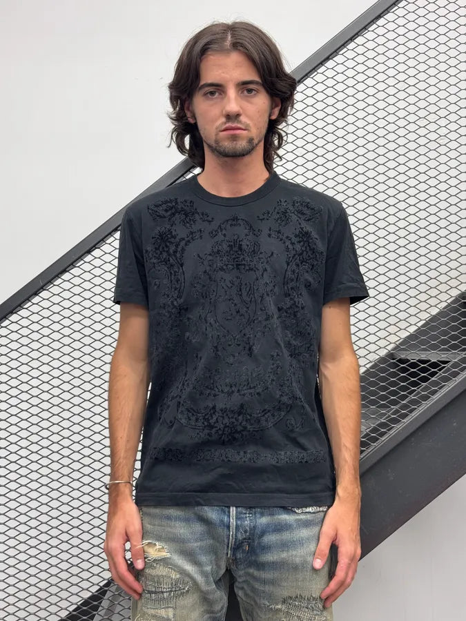 2010s Dolce & Gabbana Black Heritage Distressed Velvet T-Shirt PXHbjxB 1