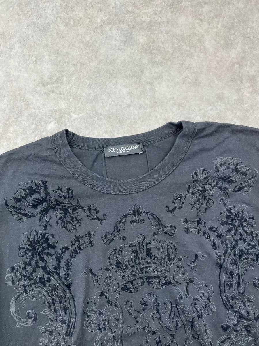2010s Dolce & Gabbana Black Heritage Distressed Velvet T-Shirt PXHbjxB 4
