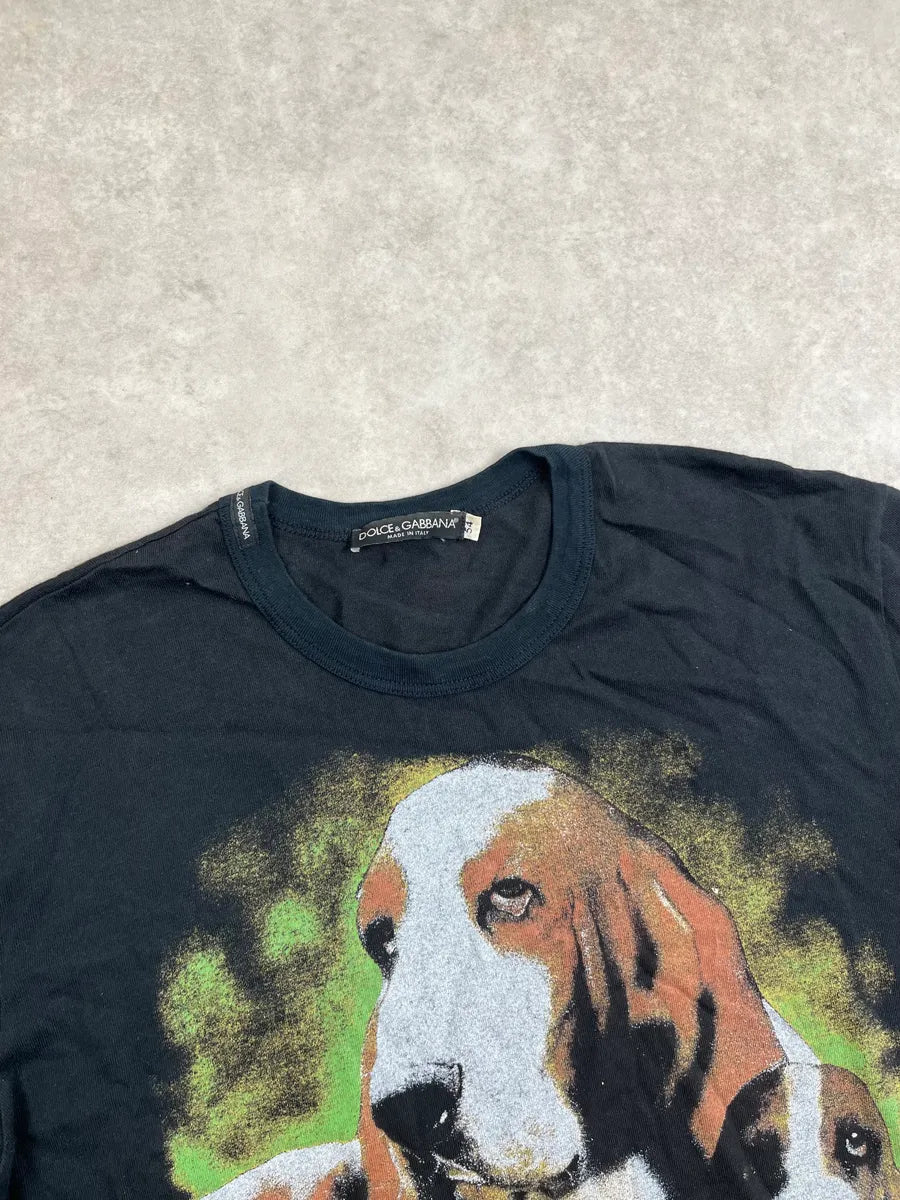 Dolce & Gabbana Black Lazy Relaxed Dog Graphic T-Shirt RYMKIgn 1