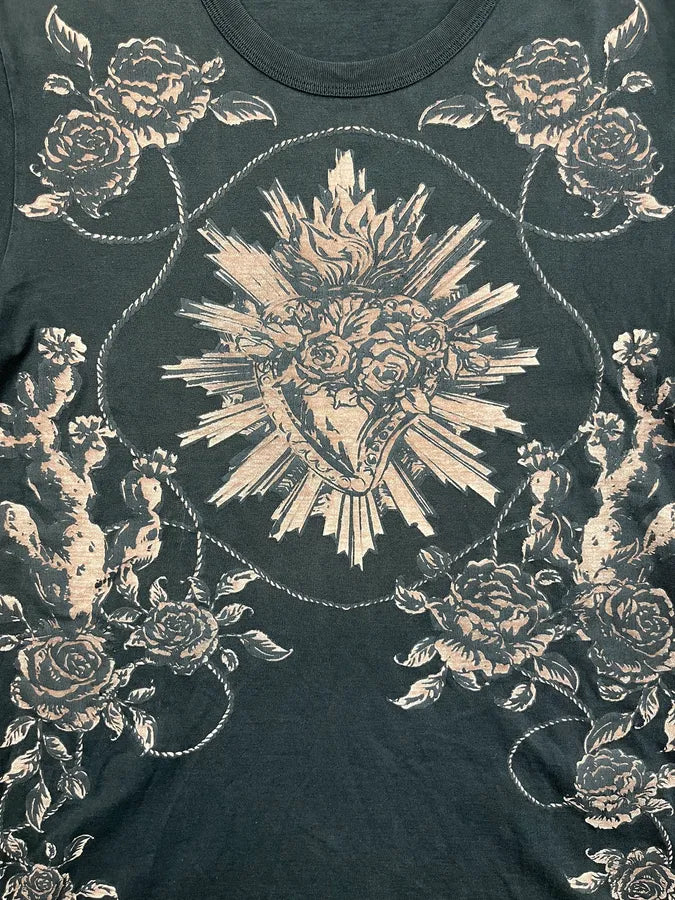 2010s Dolce & Gabbana Black Floral Heart T-Shirt DVxnmvv 6