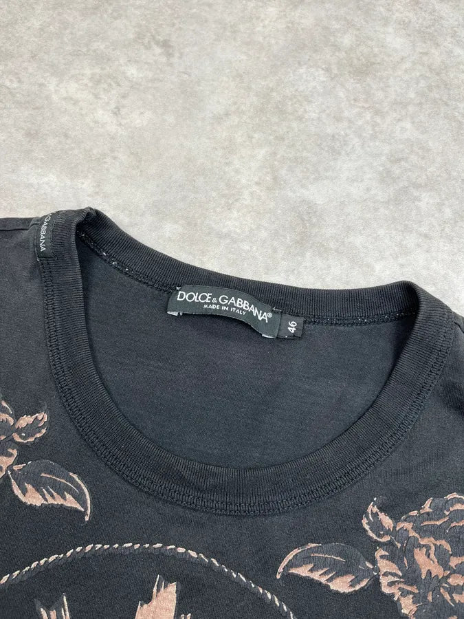 2010s Dolce & Gabbana Black Floral Heart T-Shirt DVxnmvv 10