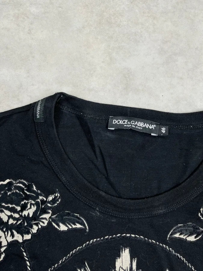 2010s Dolce & Gabbana Black Royal Floral T-Shirt uqzEmWI 7