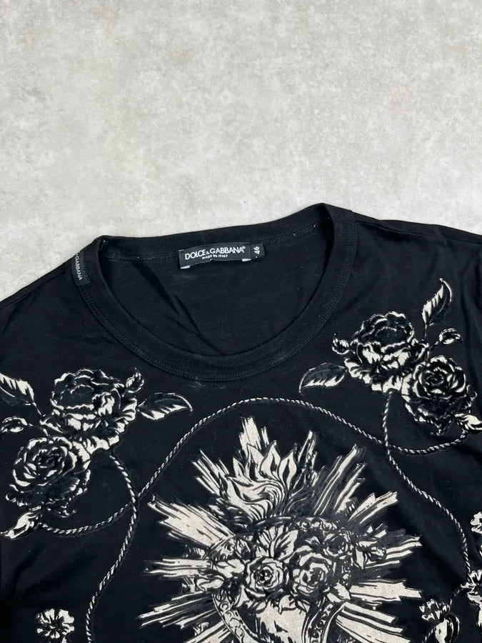 2010s Dolce & Gabbana Black Royal Floral T-Shirt uqzEmWI 4
