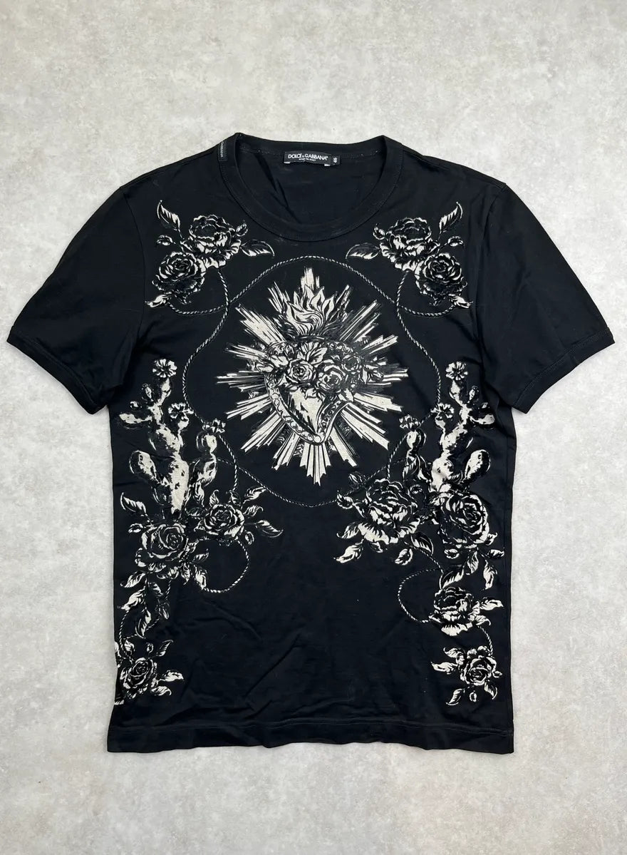 2010s Dolce & Gabbana Black Royal Floral T-Shirt uqzEmWI 0