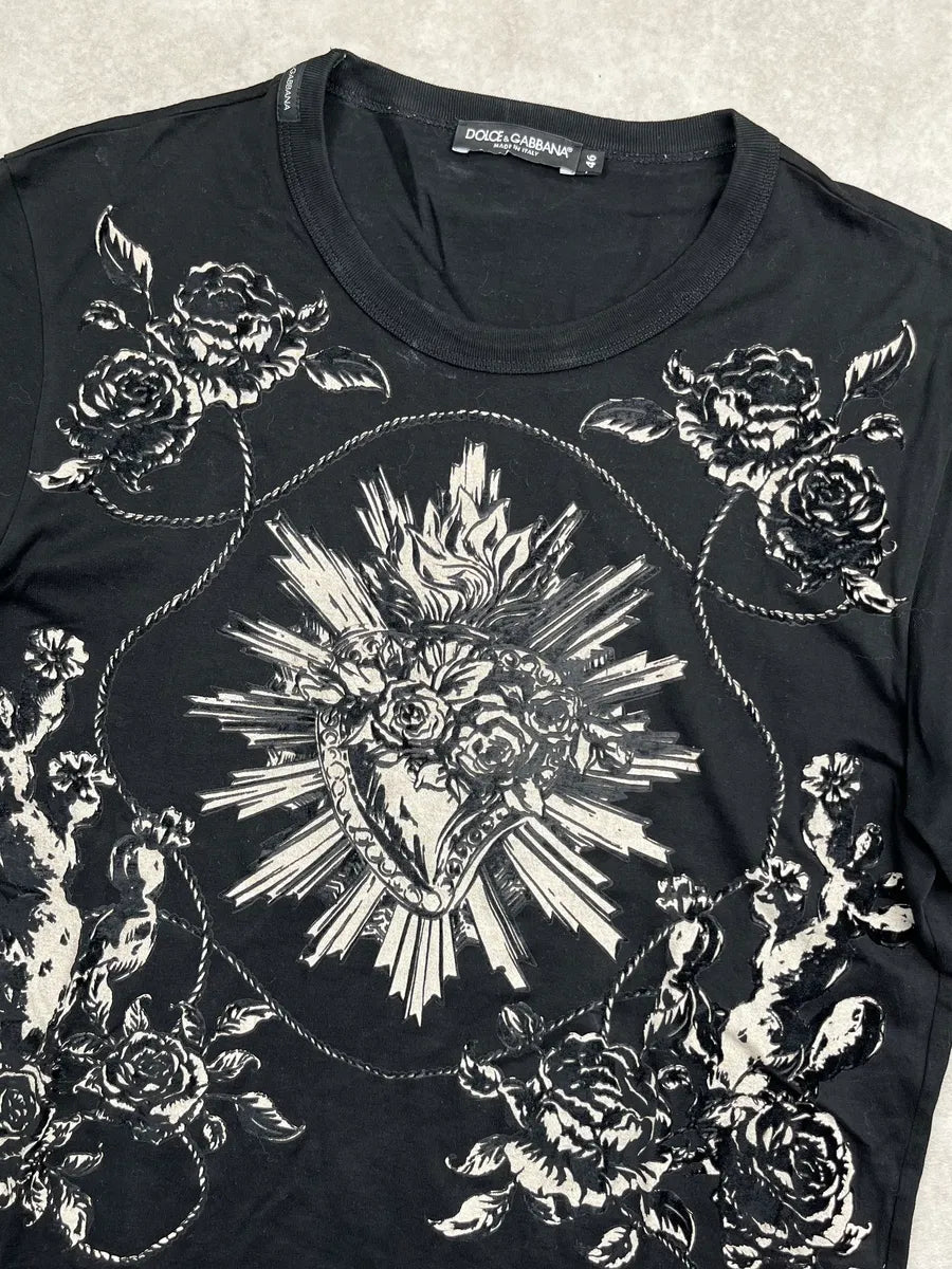 2010s Dolce & Gabbana Black Royal Floral T-Shirt uqzEmWI 6
