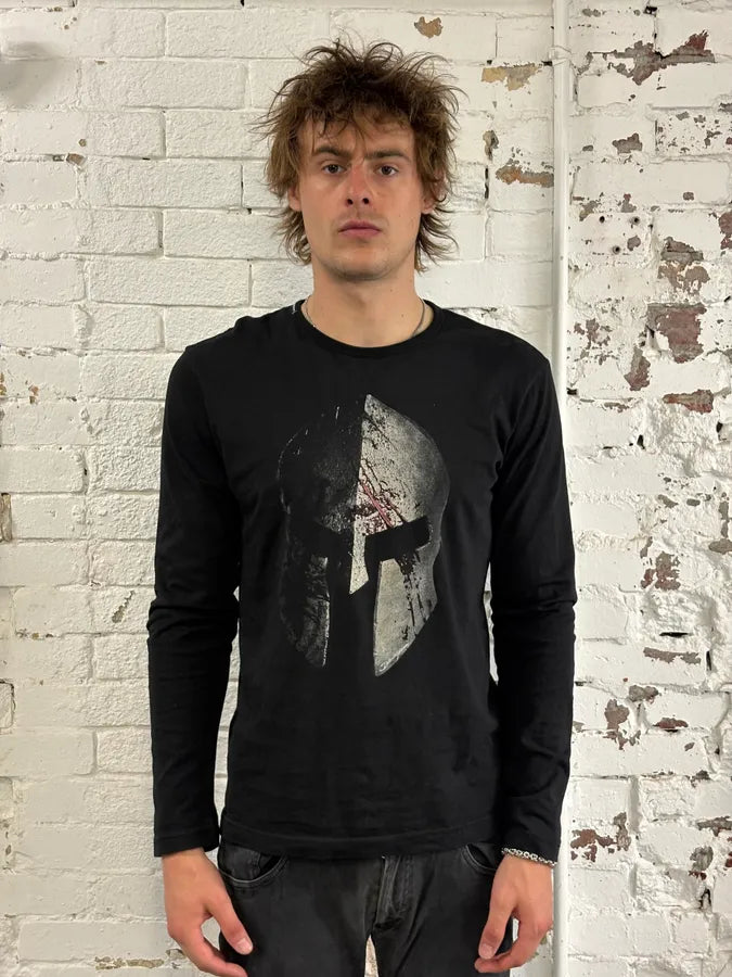 2010s Dolce & Gabbana Black Gladiator Helmet Print Longsleeve NvaQaJs 1