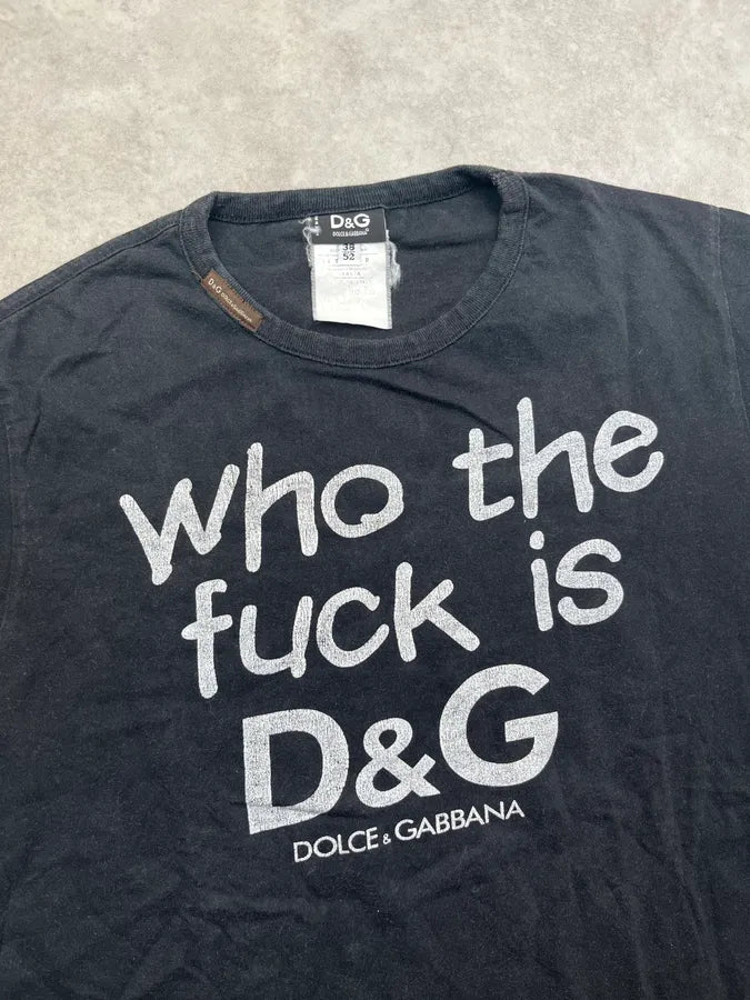 2000s Dolce & Gabbana Black Who The Fuck T-Shirt wmiWJLe 4