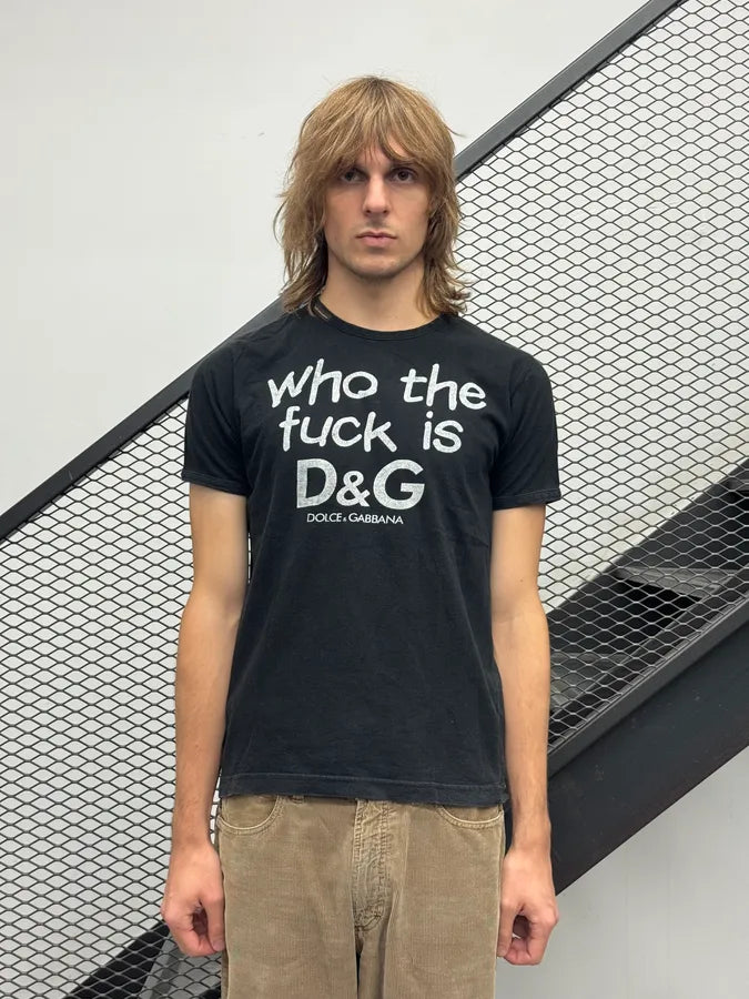 2000s Dolce & Gabbana Black Who The Fuck T-Shirt wmiWJLe 0