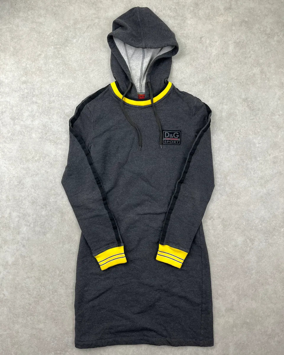 AW2003 Dolce & Gabbana Black Cotton Hoodie Dress NXMgdSs 0