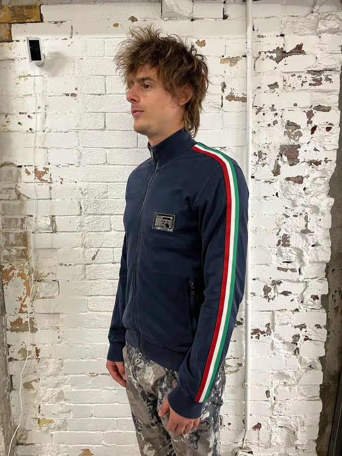 2000s Dolce & Gabbana Blue Italia Stripe Zip Track Sweater aGaoEeB 2