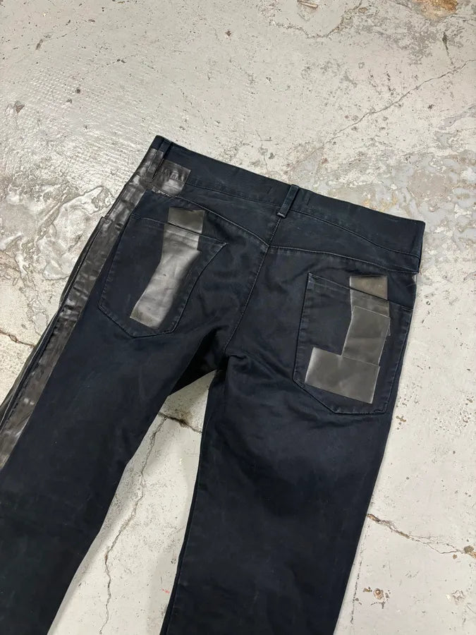 2010s Dolce & Gabbana Black Glossy Leather Trim Slim Jeans shgeBpg 6
