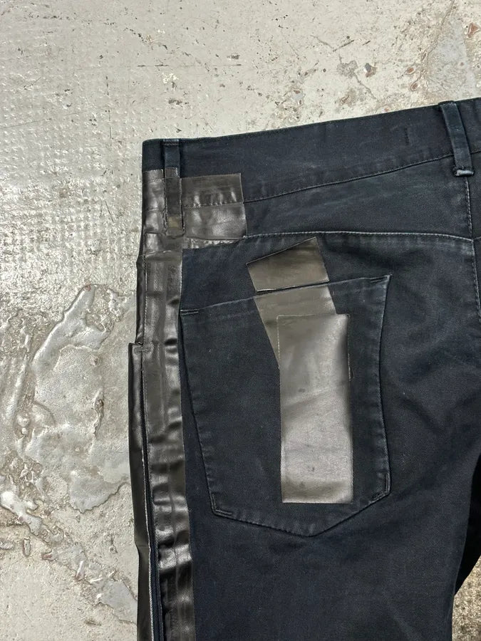2010s Dolce & Gabbana Black Glossy Leather Trim Slim Jeans shgeBpg 7