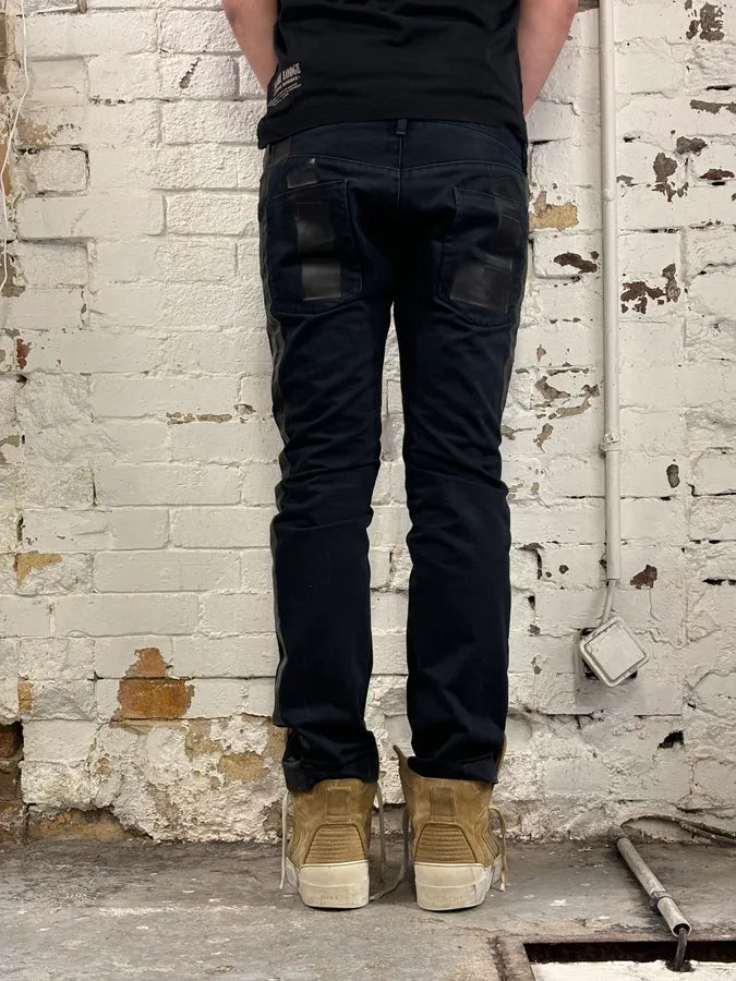 2010s Dolce & Gabbana Black Glossy Leather Trim Slim Jeans shgeBpg 3