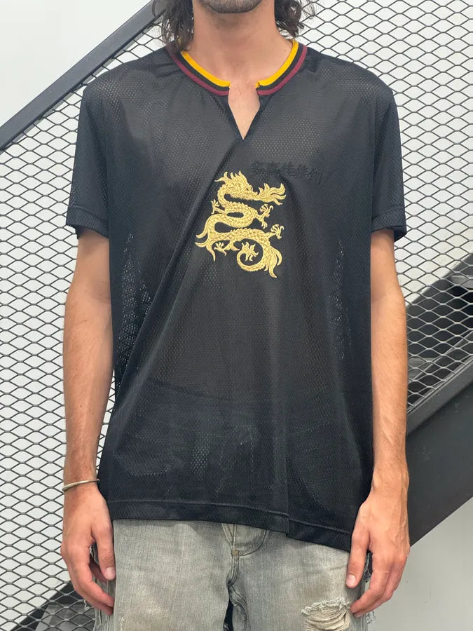 Dolce & Gabbana Black Mesh Dragon Embroidered T-Shirt pFfmQAw 1
