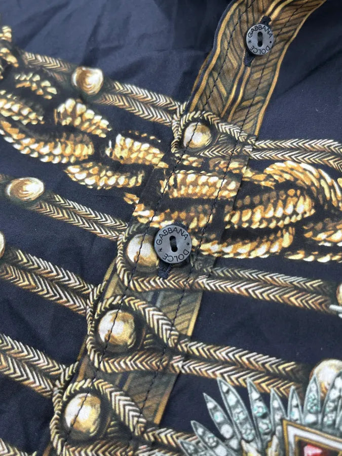 AW2017 Dolce & Gabbana Dark Blue Officer Napoleon Military Shirt vskXGwz 8